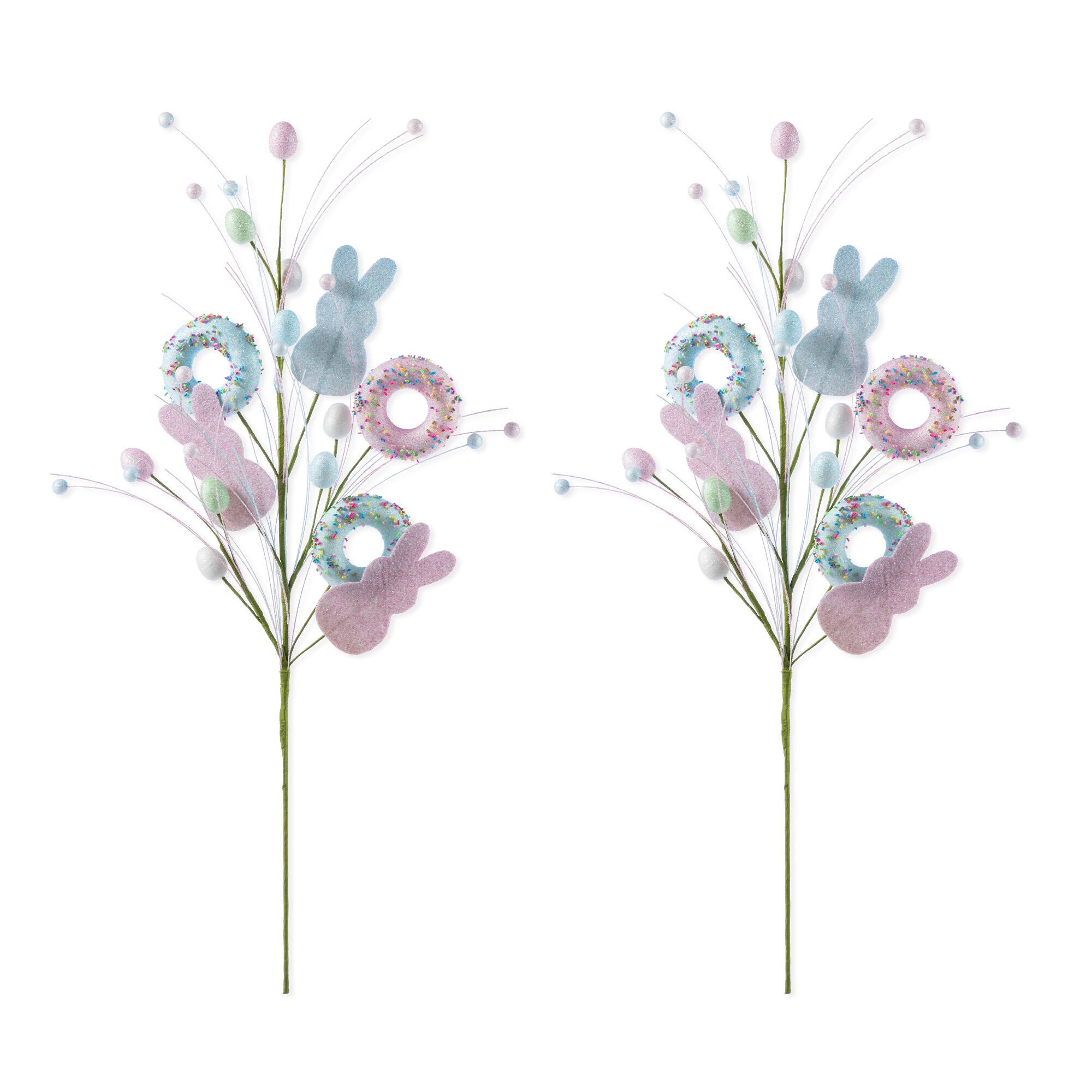 Glitzhome® 28" Easter Glitter Egg, Bunny & Donuts Picks Set